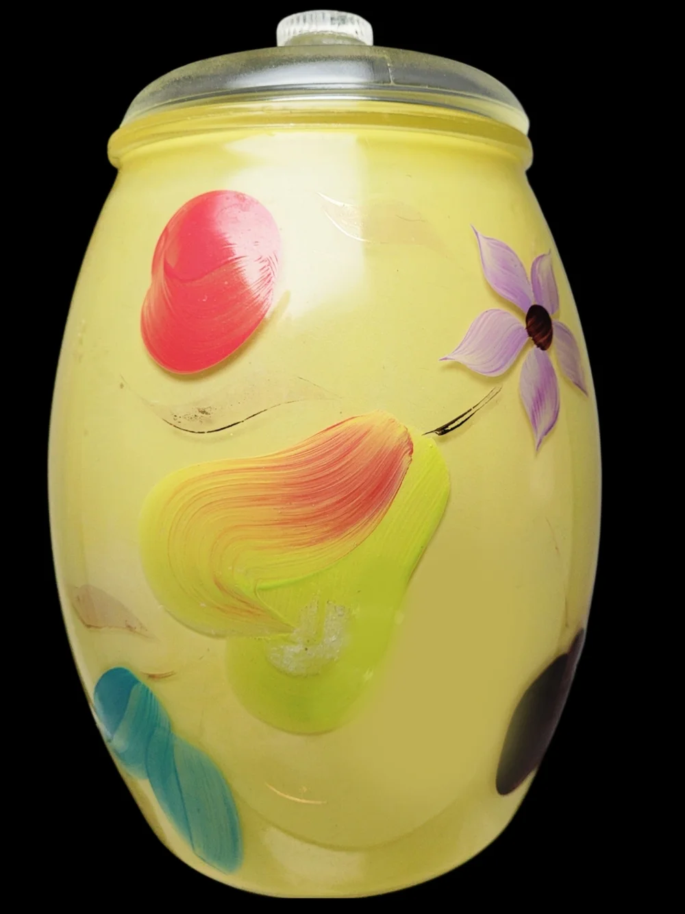 1960s Vintage Bartlett Collins Handpainted Glass Cookie Jar